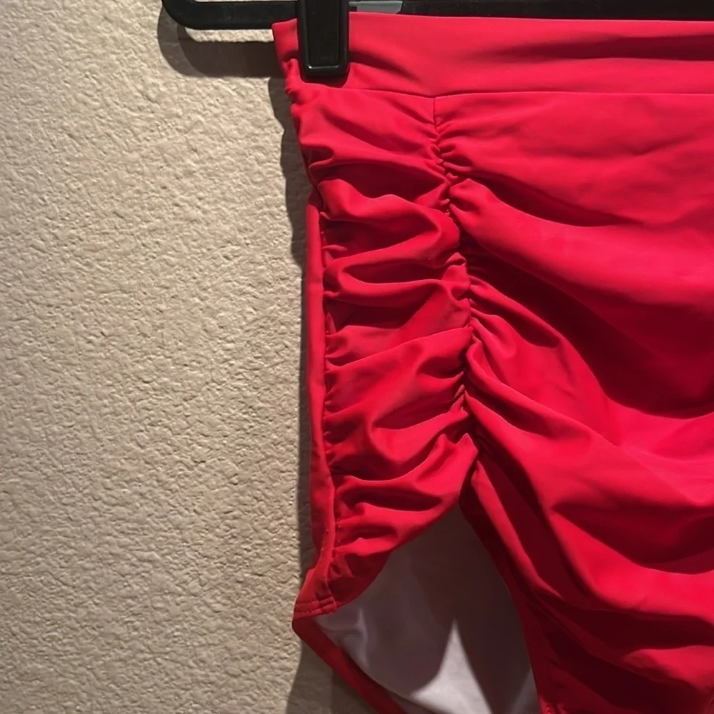 Cocoship Women’s Retro High Rise Red Bikini Bottoms Rockabilly 50’s Size Medium